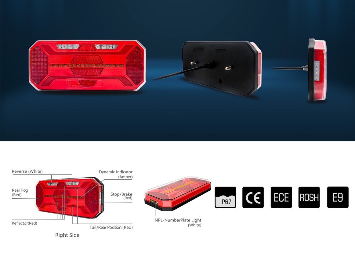 2 x LED Neon Dynamic Baklampa Tilhenger lastebil Husvagn 12v 24v