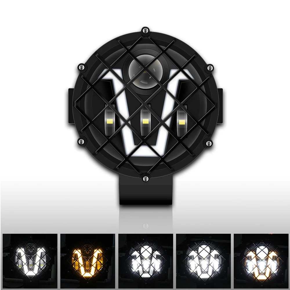 LED Rund Ekstralys Frontlys Projector Arbeidslys Hi/Low/DRL/Blinklys 178mm 60W 12V 24V