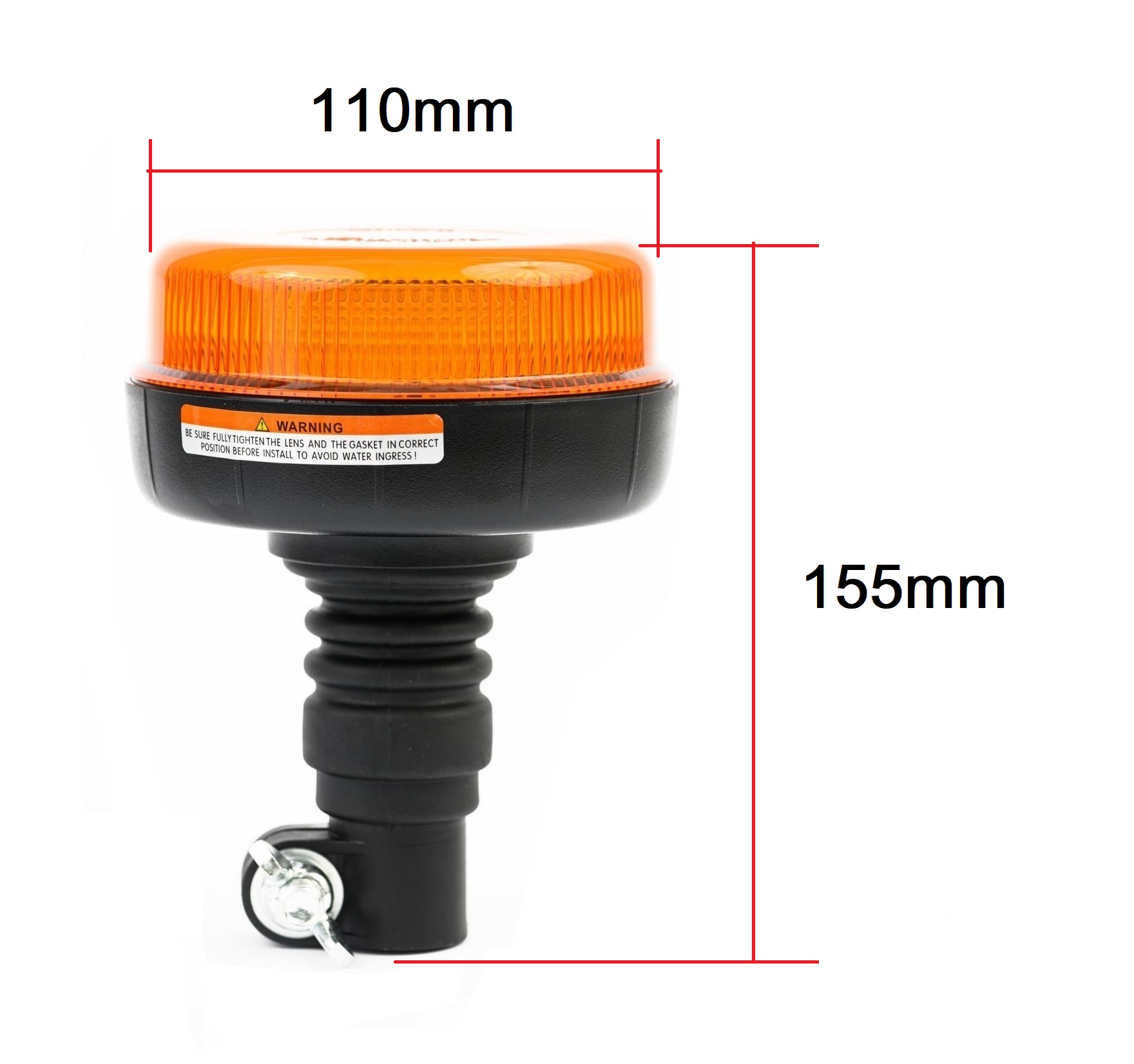 12 Led Advarsellys Blinklys Varsellys Diameter 110mm Orange 12V 24V E9,4 blinkende lys modus