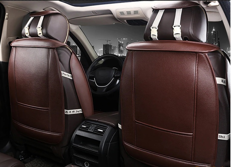 2 x LUX Huse Scaune pentru Masini Auto Universal Maro Eco Piele 