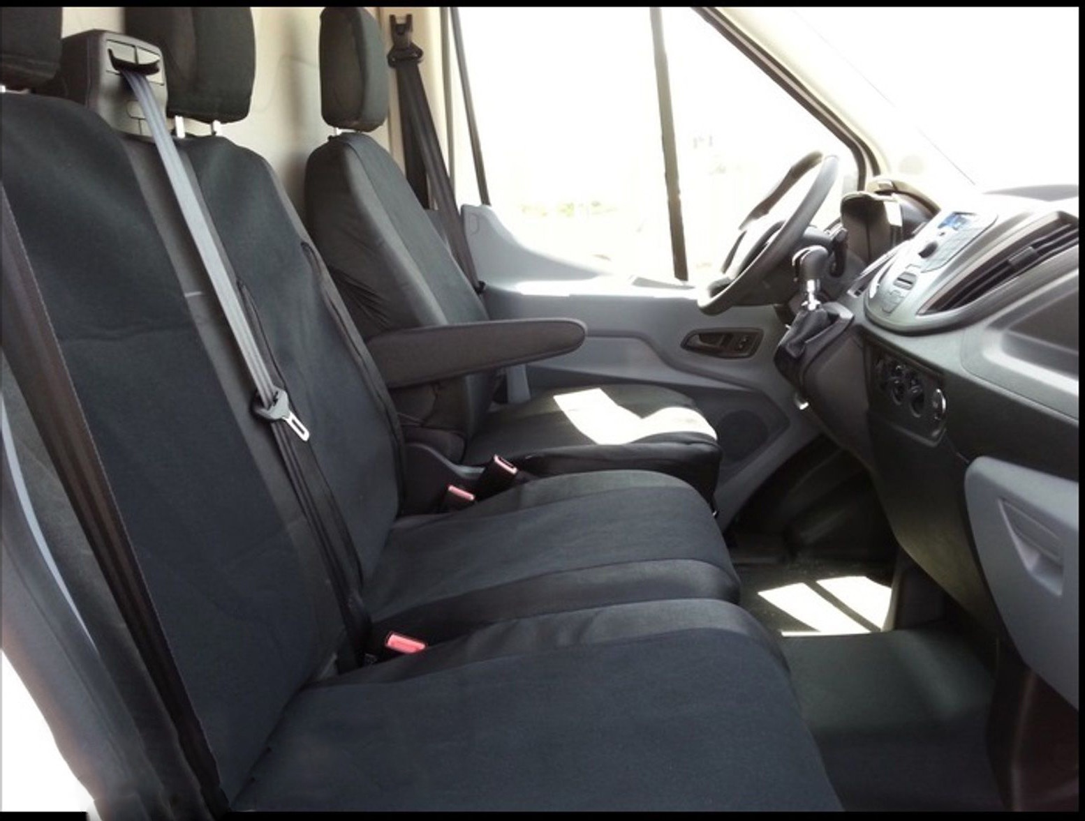 2+1 Bilklädsel för FORD TRANSIT 2013+ Van Buss Svart Läder Textil