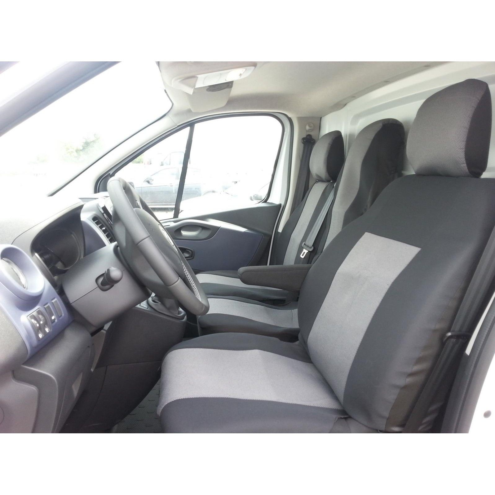 2+1 Huse Scaune pentru OPEL VIVARO 2014+ Microbuze Negru Gri Textil