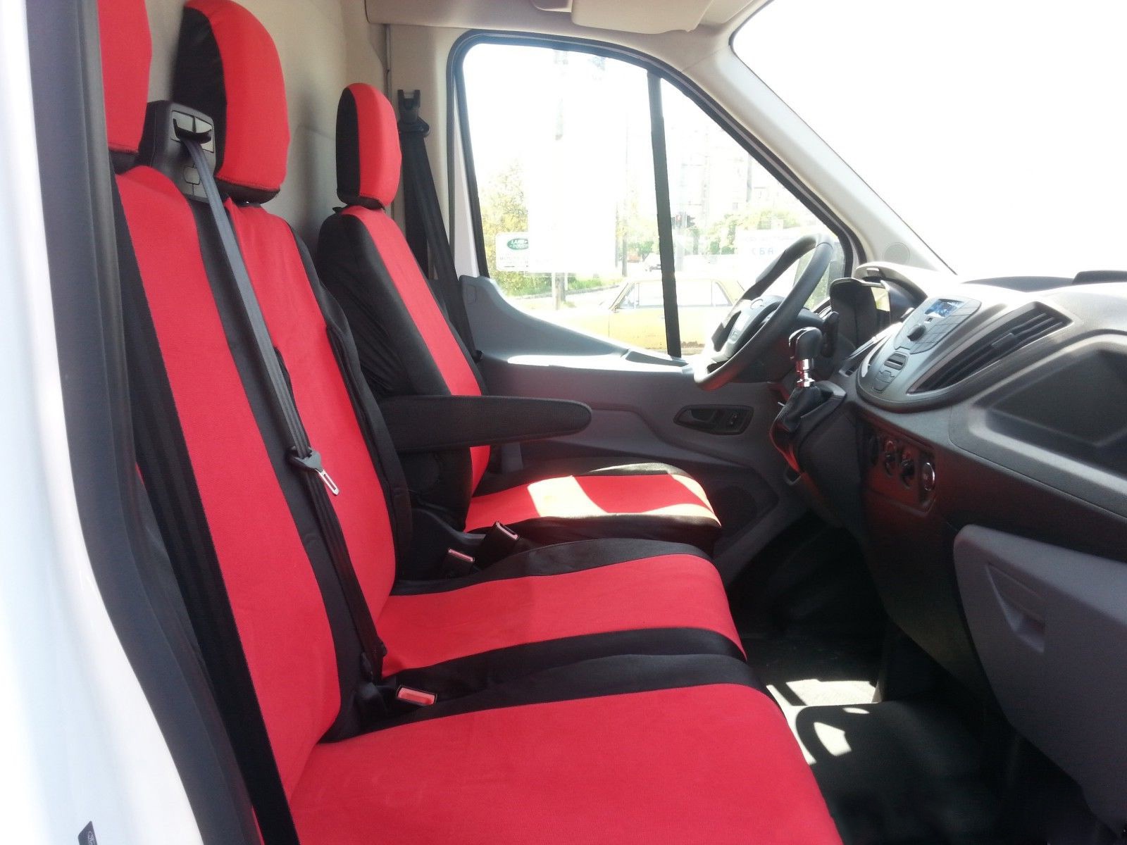 2+1 Seat covers for FORD TRANSIT 2013+ Van Black Red Textile