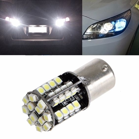 LED 44 SMD P21W BAY15D 1156  Canbus 12V Lys Lyspærer Hvit 5W