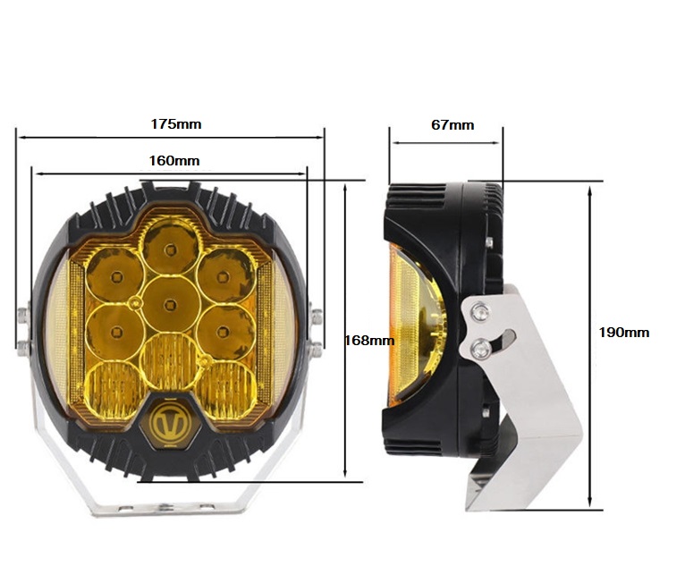 LED Far Runda Lumina Lampa Proiector Halogen Galben 160mm 45W 12V 24V