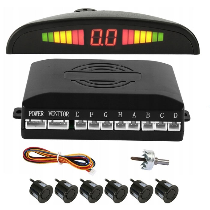 Car Auto Universal Parktronic Led Parking Sensor 6 Sensors Reverse Black