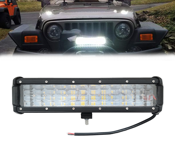 48 LED BAR 31cm 108W FLOOD 4 ROW med Linse FLOOD Ekstralys 10-30V Arbeidslys Lysbar Projektor Bil SUV 