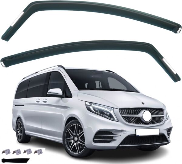 Deflector de viento y lluvia para Mercedes VITO W447 2017 Negro transparente Coche Automóvil 2 piezas 