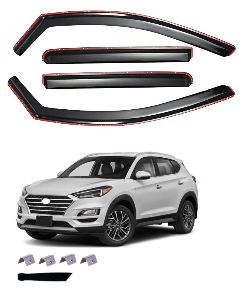 Vind Regn Deflektor för HYUNDAI TUCSON III 5D 2015-2020 Bil Auto Transparent Svart 4 st.