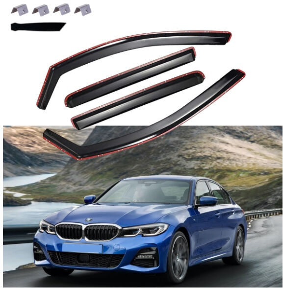 Deflector de viento y lluvia para BMW 3 G20 2019+ Negro transparente Coche Automóvil 4 piezas 