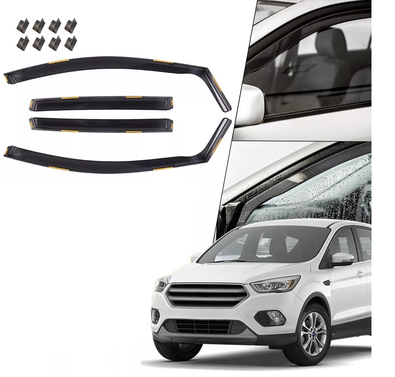 Paravanturi de vânt pentru FORD ESCAPE / KUGA 2013-2019 Auto Masina Negru transparent 4 buc.