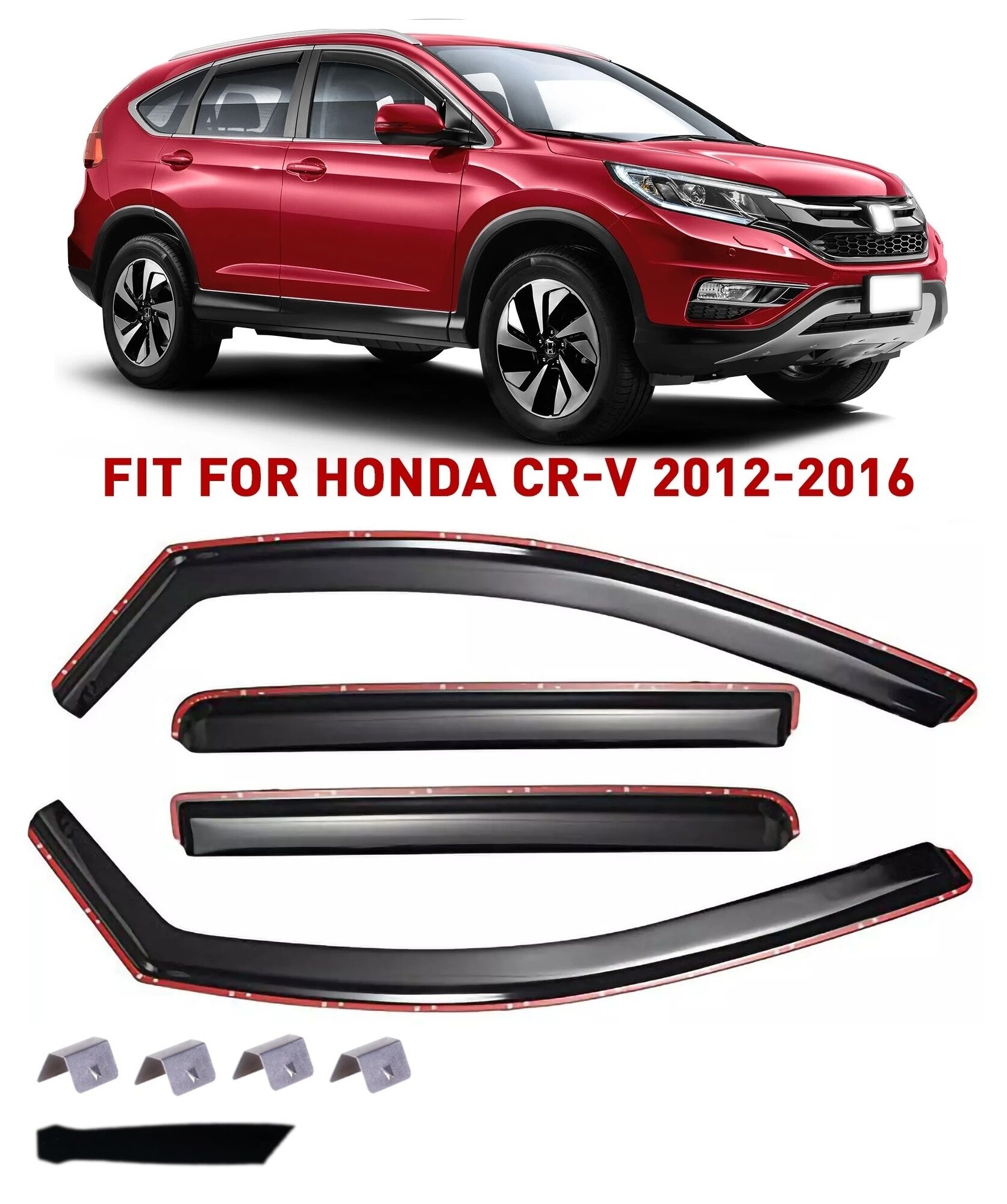 Paravanturi de vânt pentru  HONDA CRV 2012-2016 Auto Masina Negru transparent 4 buc.