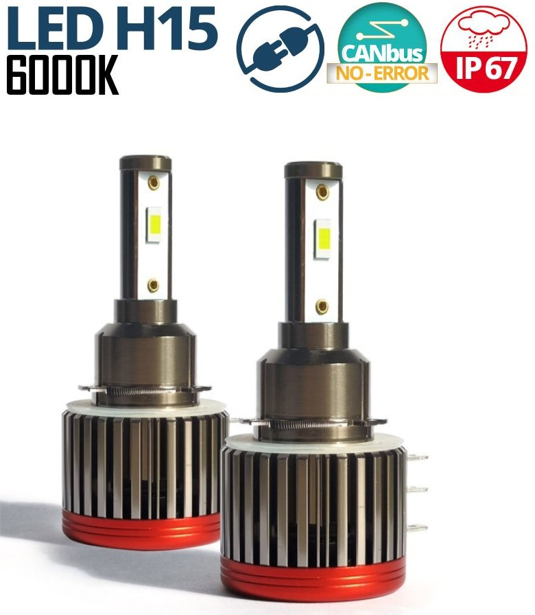 2 x H15 F2 12/24V 10000LM 72W Canbus Feux Ampoules Lampe Feux de Camion Voiture Véhicule Phares Feux Route/Croisement 