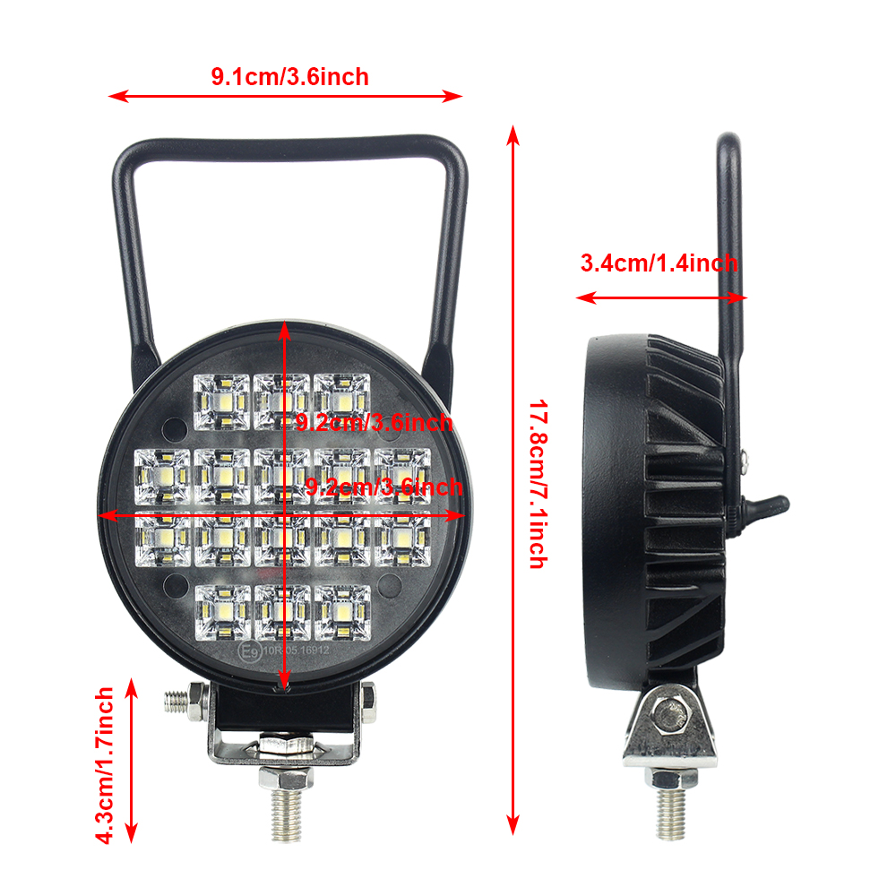16 LED Ekstralys Lampe 12-30V 16W 1360lm Flood Spot Beam