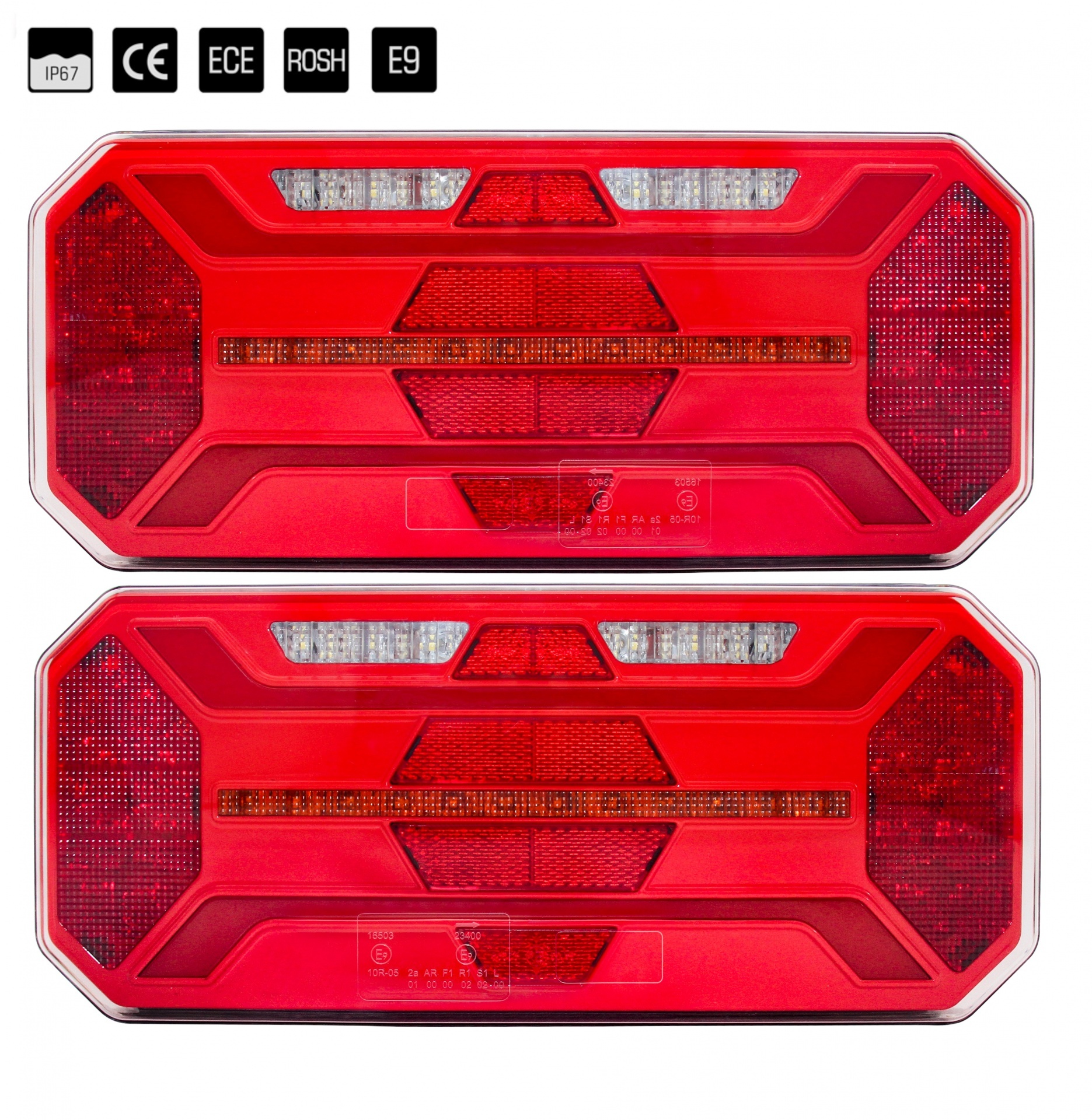 2 x LED Baklykt Dynamic Blinklys Tilhenger Lastebil Neon 12v 24v E9