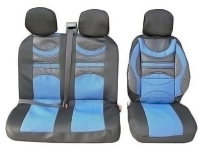 2+1 Universel Housses Couvre de Siege avec Support lombaire VAN BUS Camping-car Noir Bleu Cuir Textile