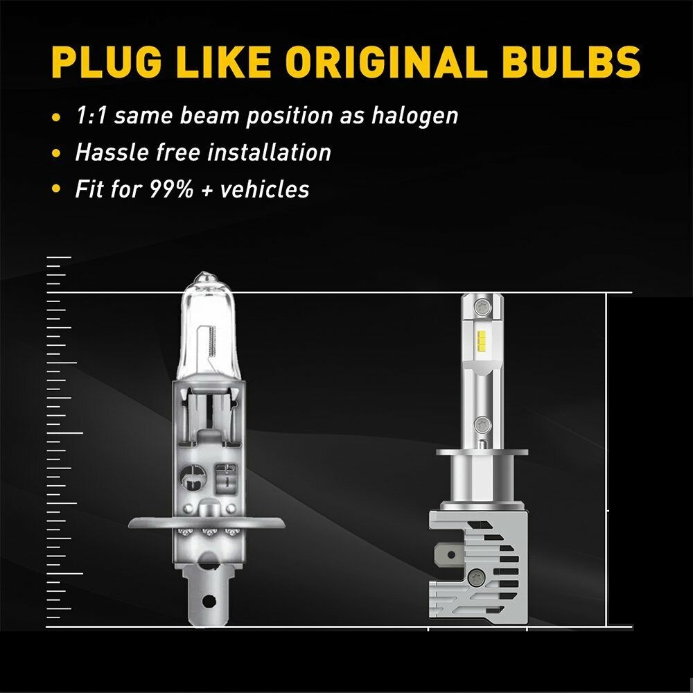 2 x Led H1 Lumini Lampa Faruri Becuri Auto Camoin Moto Hi/Low Beam 50W 5000W 6500K 12V 24V