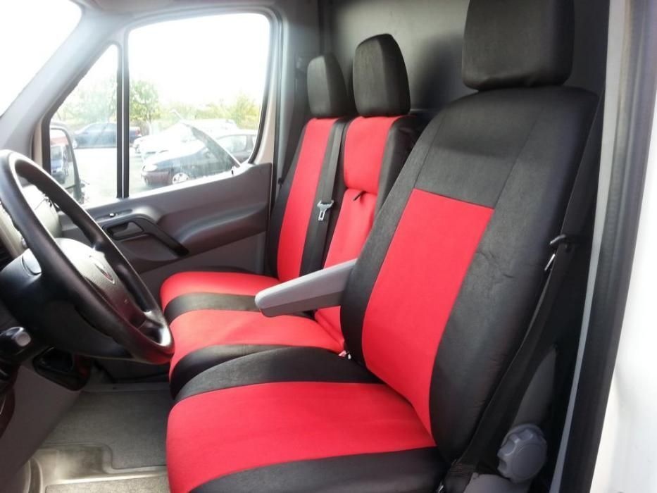 2+1 Huse Scaune pentru MERCEDES SPRINTER 2006-2018 Microbuze Negru Rosu Textil