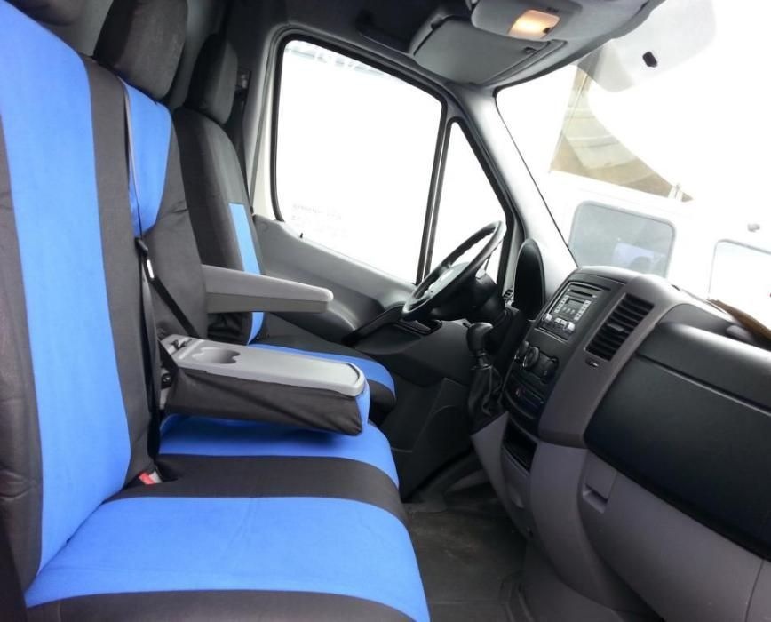 2+1 Fundas Cubre Asientos para VW CRAFTER 2006-2018 Furgoneta Negro Azul Textil