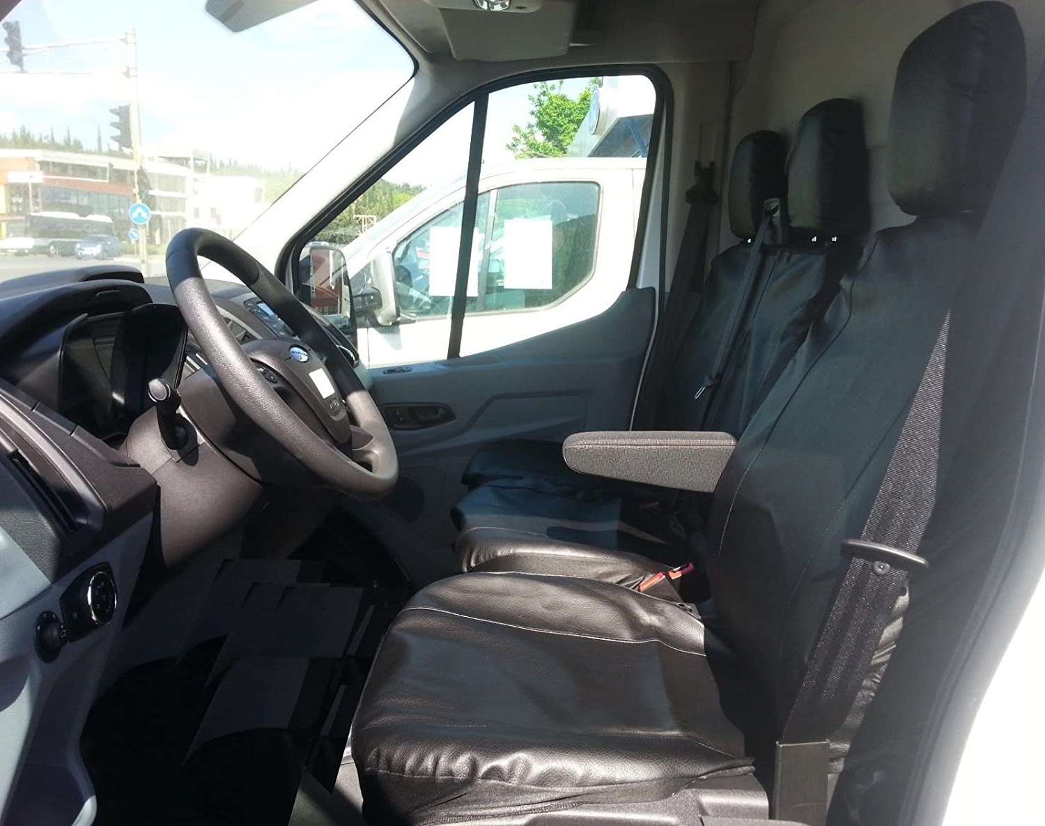 2+1 Huse Scaune pentru FORD TRANSIT 2013+ Microbuze Negru Eco Piele Personalizat