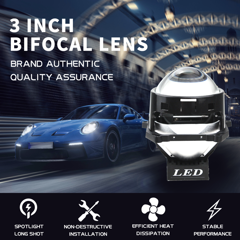 2x Bi-LED Projektor Scheinwerfer 3 Zoll 120W 8000lm 12V – Weiß – Universal Auto LED Scheinwerfer mit Fern- & Abblendlicht, +500% Helligkeit, Einfache Installation