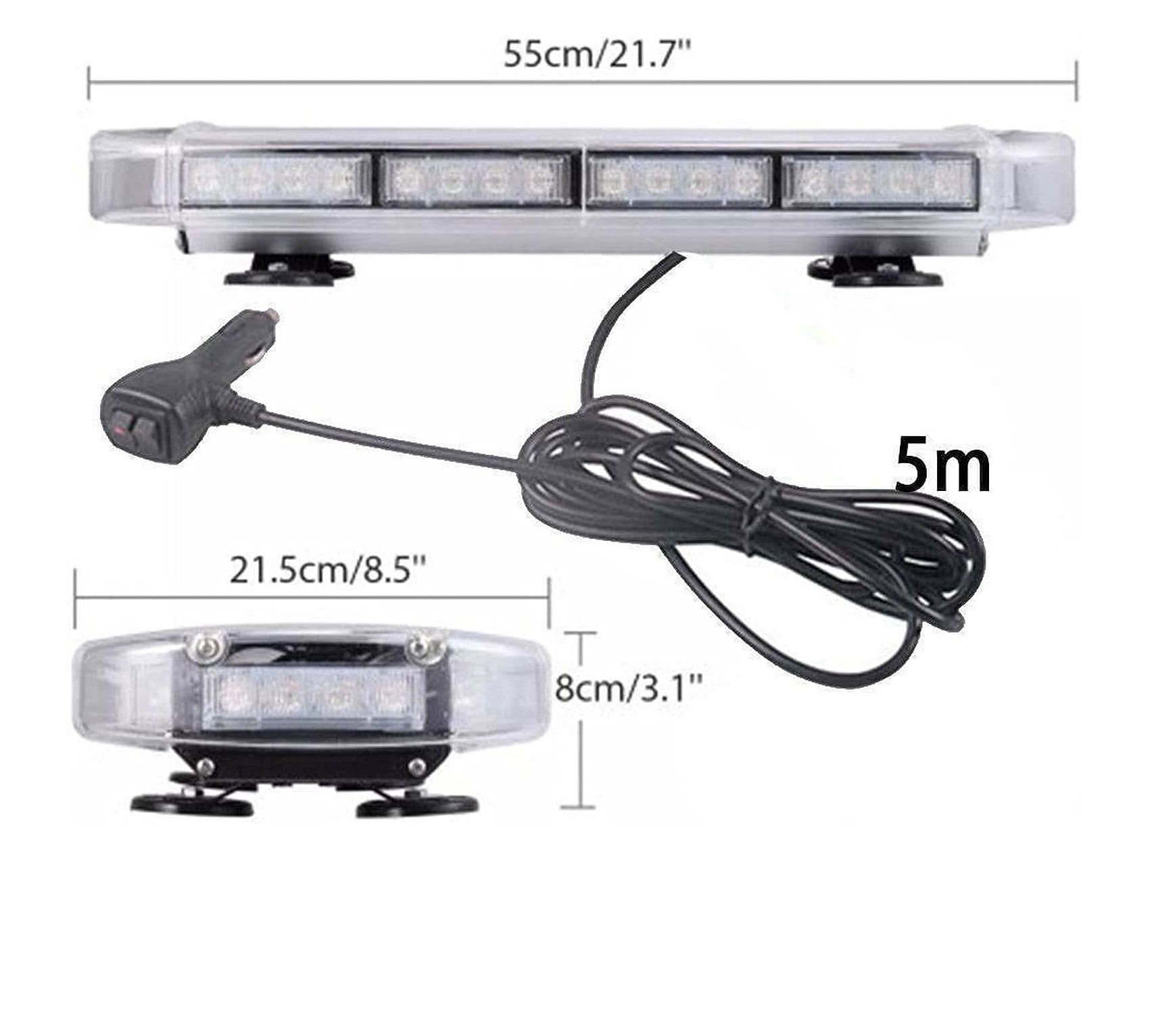 40 LED BAR Luces de Advertencia Estroboscopicas Luz Intermitente 55cm Lampara para Camion Ambar 12V 24V con  Magnetica 