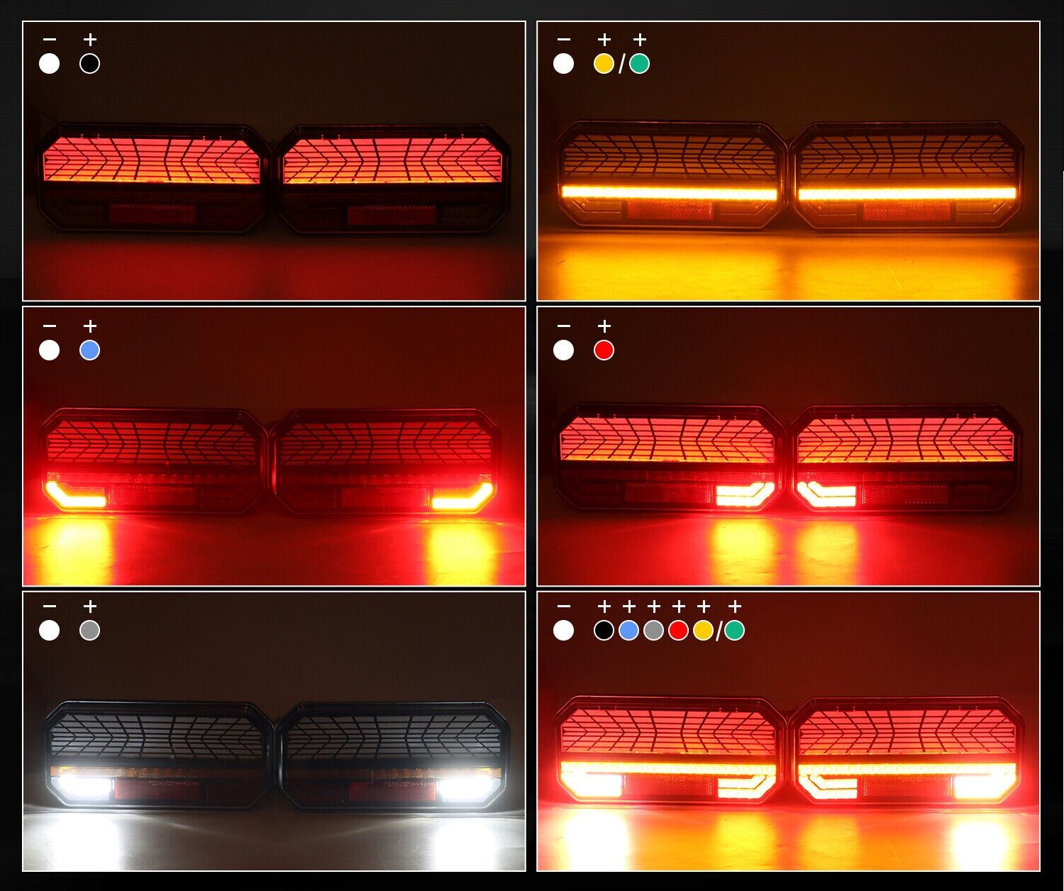 2 x LED Dynamic Blinklys Baklys Baklykt tilhenger lastebil 12v 24v