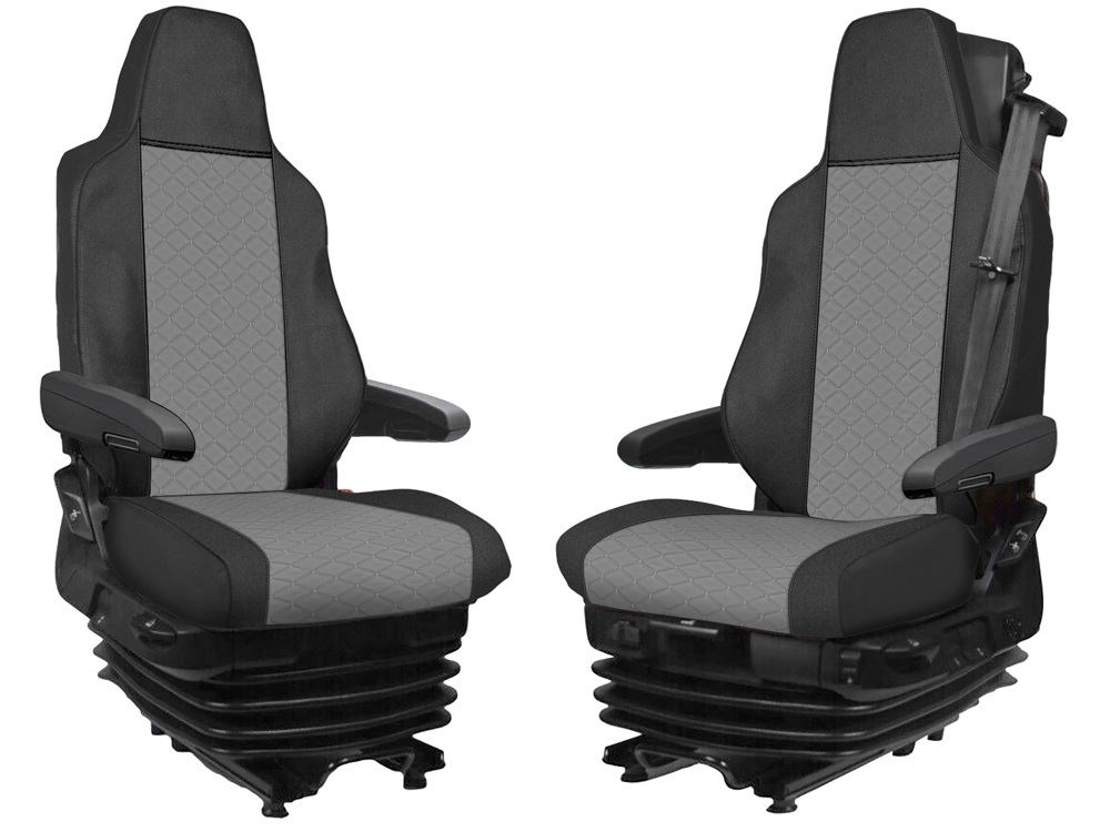Seat covers for MAN TGX 2021+ Truck Black Grey Leather 