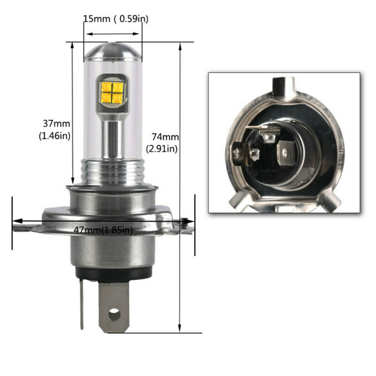 2 x H4 HS1 12V-24V 360° 6000K Lys Hovedlys Lyspærer Strålekaster Lampe Lastebil Bil 