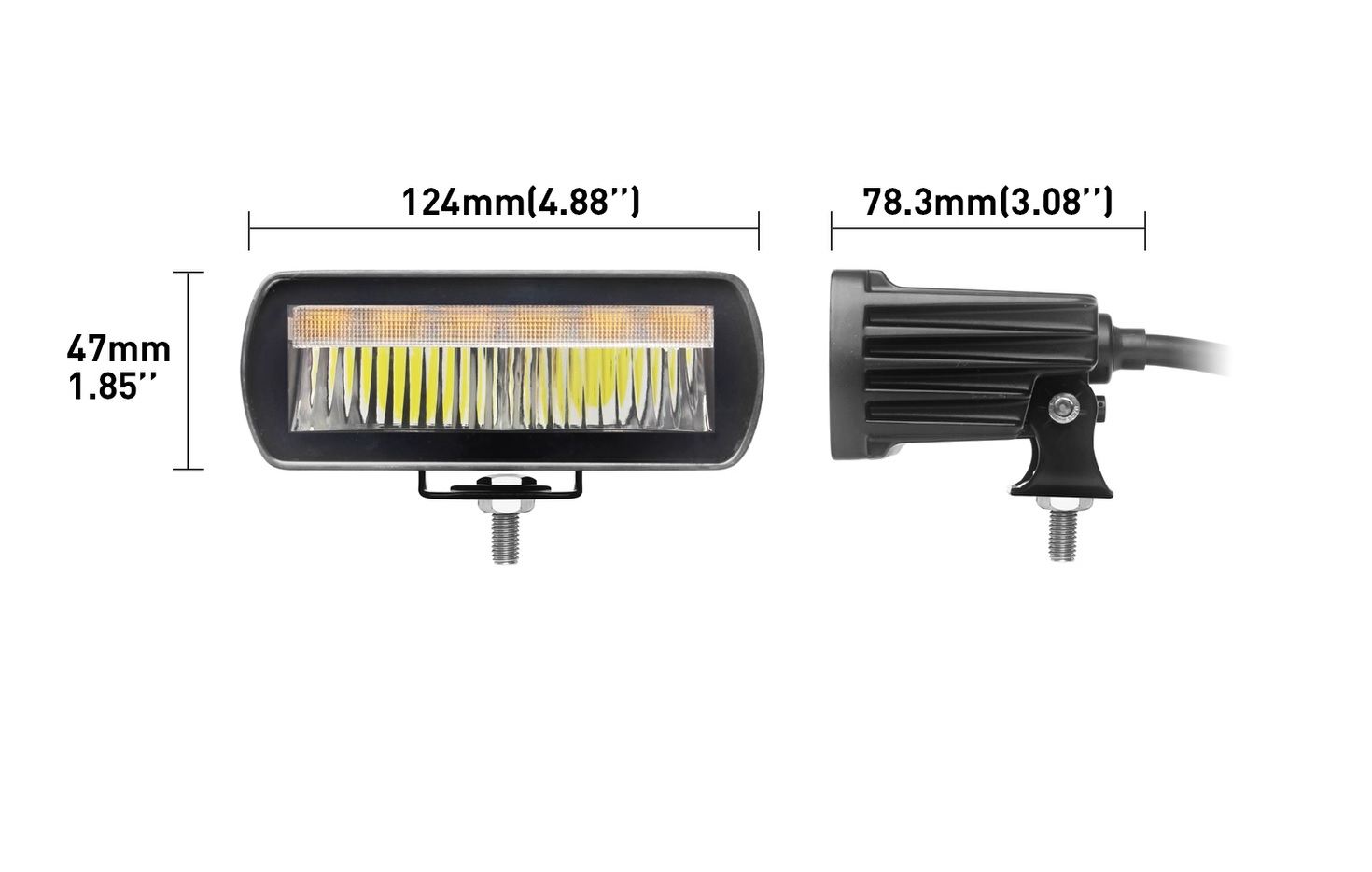 Halogen LED BAR combinat / Lampă de lucru cu DRL alb și lumină stroboscopică de urgență cu 4 moduri, IP65/67K, 12–24V