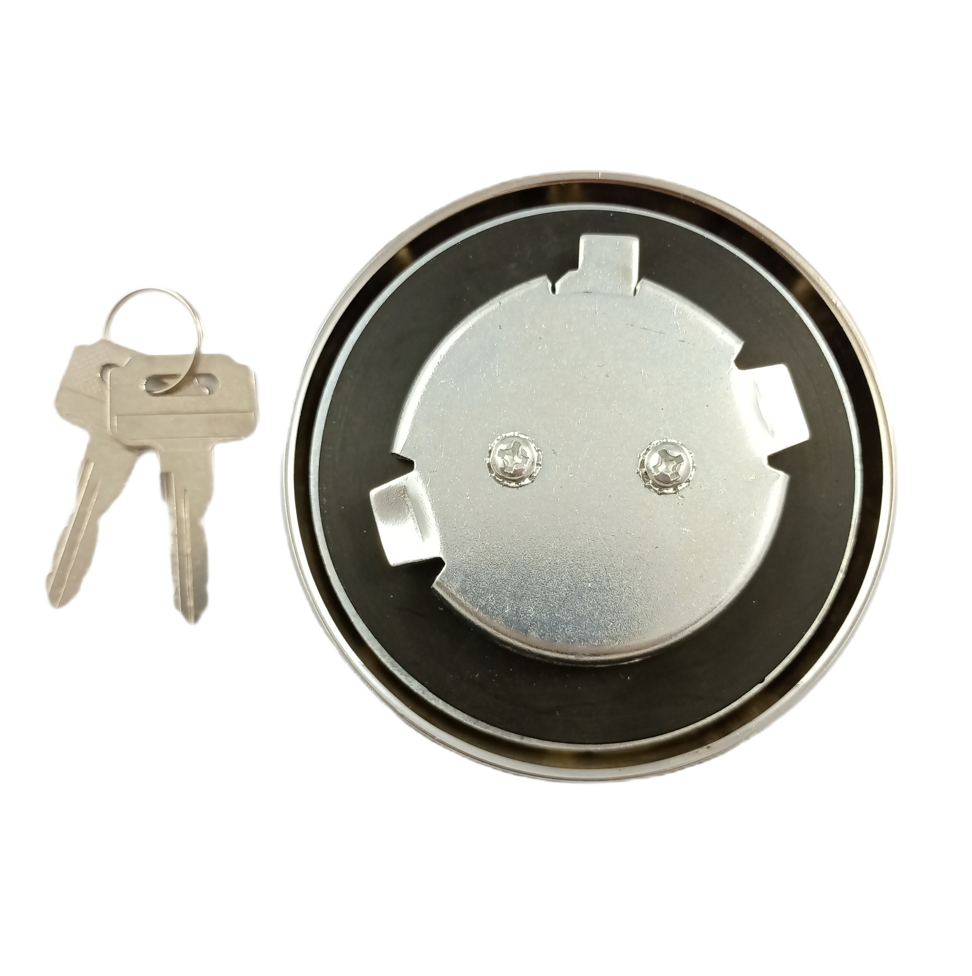 Tankdeckel mit 2 Schlüssel,Verchromt,Verriegelung LKW Stahl 90/50mm