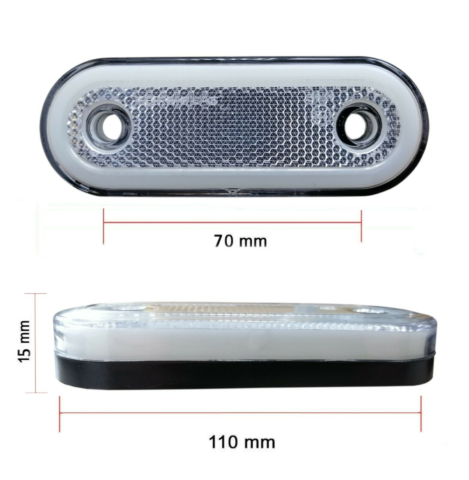  LED 12v 24v Neon Sidomarkeringsljus Lastbil Släpvagn Vit Reflektor E9 