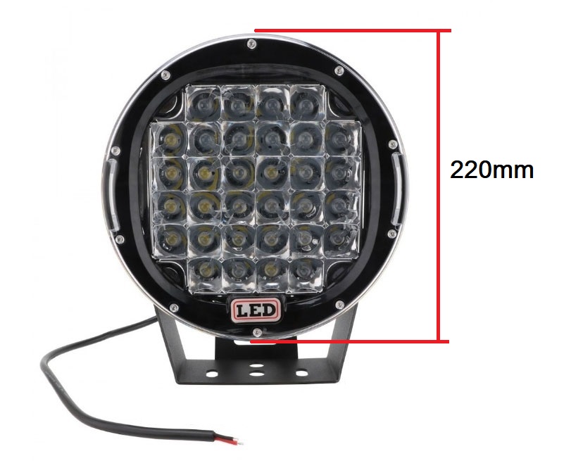 LED Runda Arbetsbelysning Extraljus Strålkastare Lampa 220mm 96W 12V 24V
