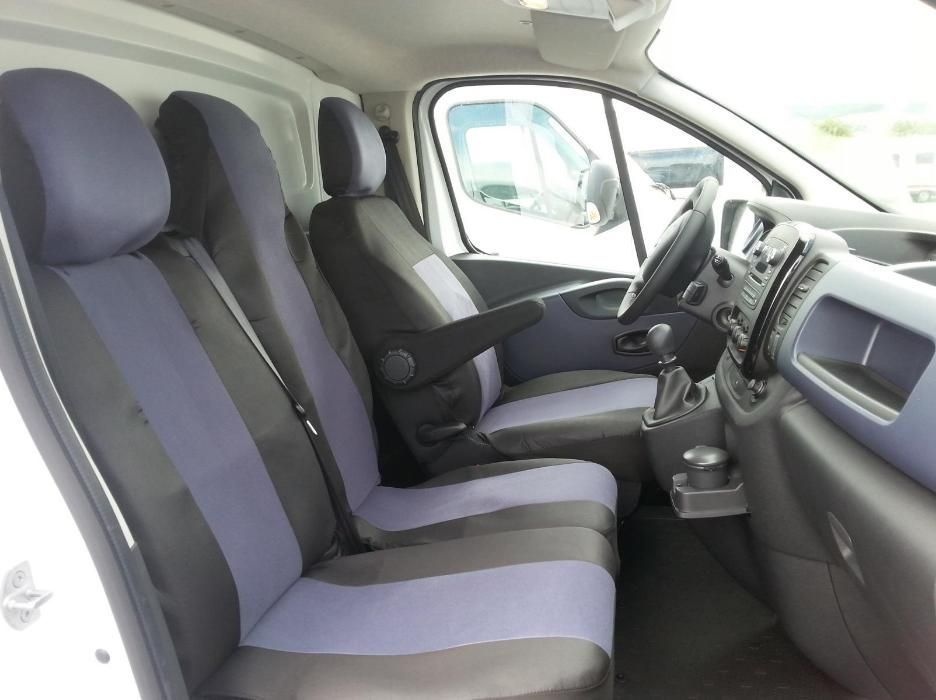 2+1 Bilklädsel för RENAULT TRAFIC 2014+ Van Svart Mörkgrå Textil