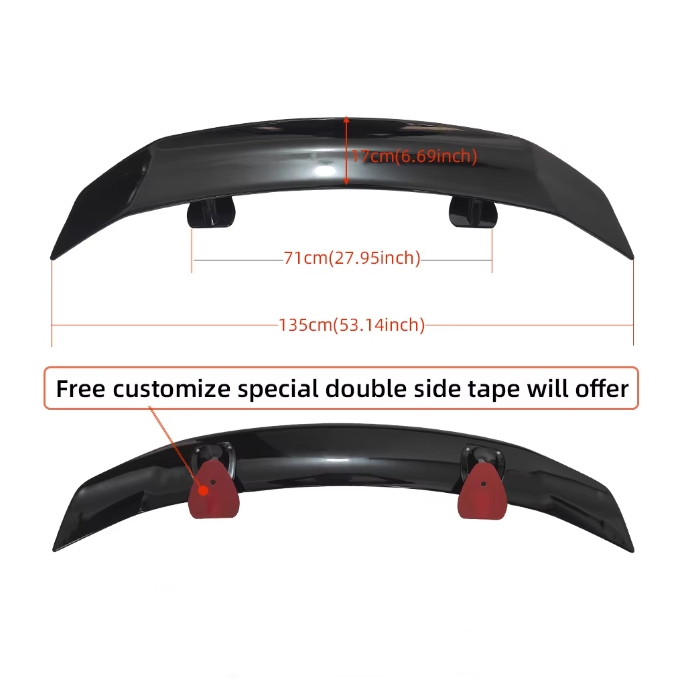 Spoiler Universal 135cm Shiny Gloss Black Rear Trunk Wing Lid Trunk Car