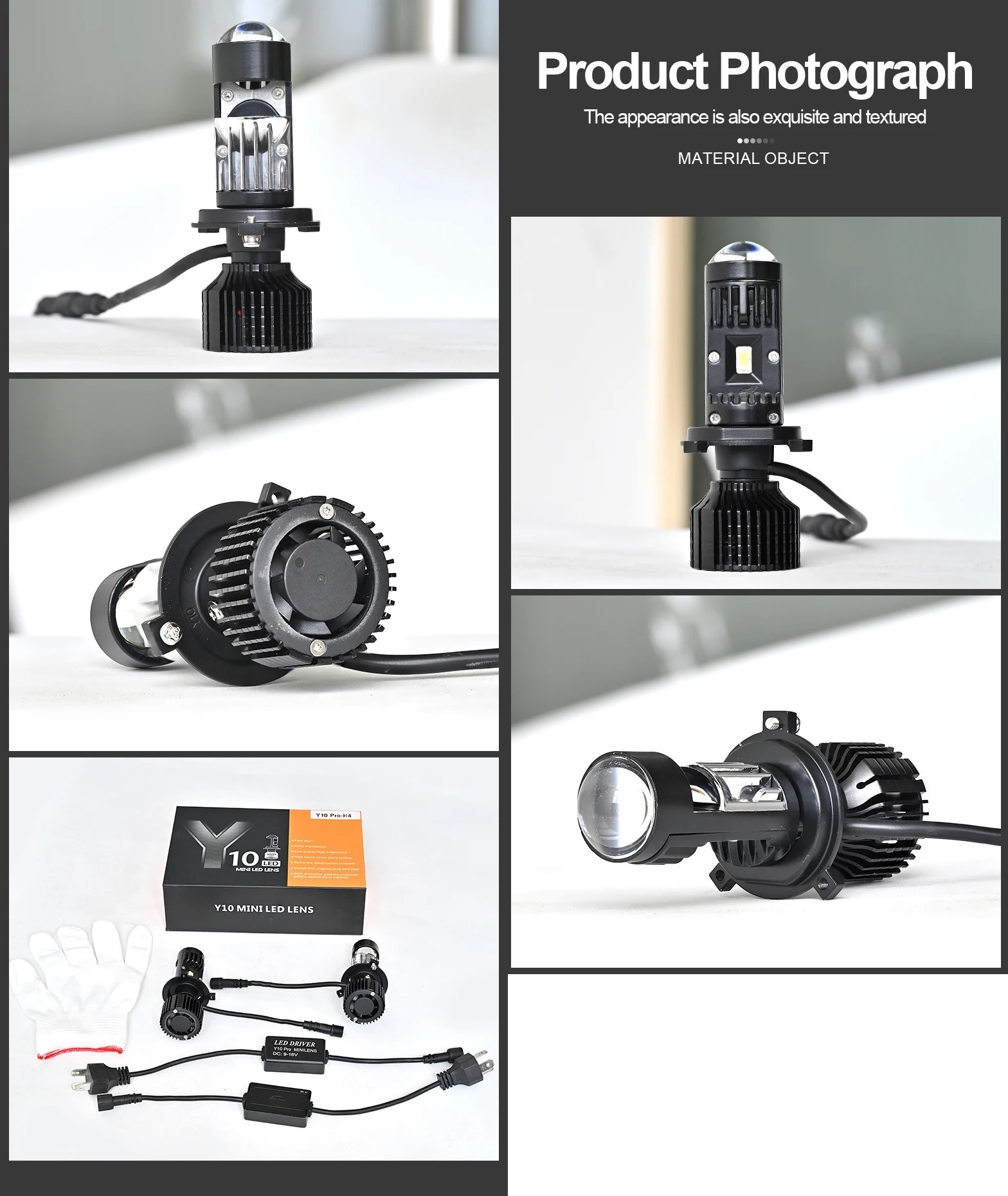 2 x LED Y10 H4 200% 50W 6400LM  6000K 360° Canbus with Lens Headlights Bulbs Lamp Car Truck Lorry Lights Vehicle Hi/Low Beam 12V 24V 