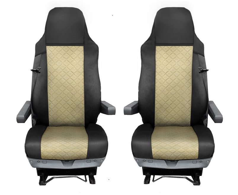 Seat covers for MAN TGX 2015-2021 Truck Black Beige Leather LHD