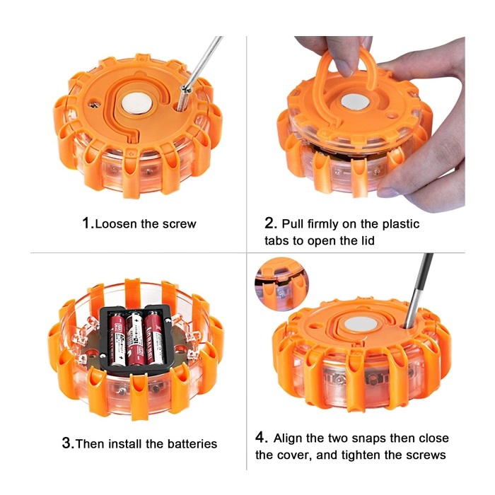 Led Warning Light Beacon Flashing Strobe Lamp Amber Magnetic 100mm 12V 24V