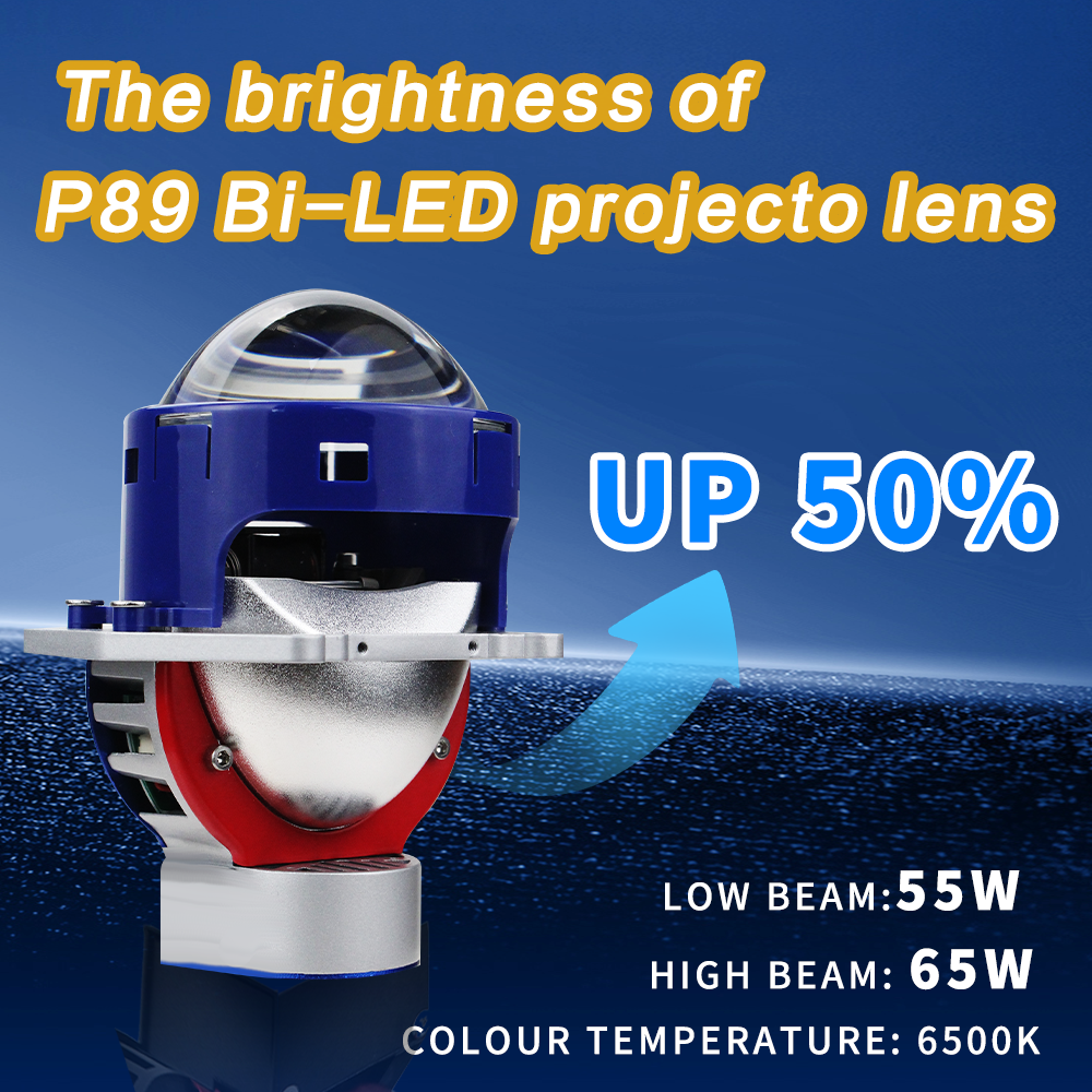 2x Phares Projecteurs Lentilles Bi-LED 3inch 130W 8000lm 12V – Blanc – Phares LED Universels pour Voiture avec Feux de Route et de Croisement, +500% de Luminosité, Installation Facile