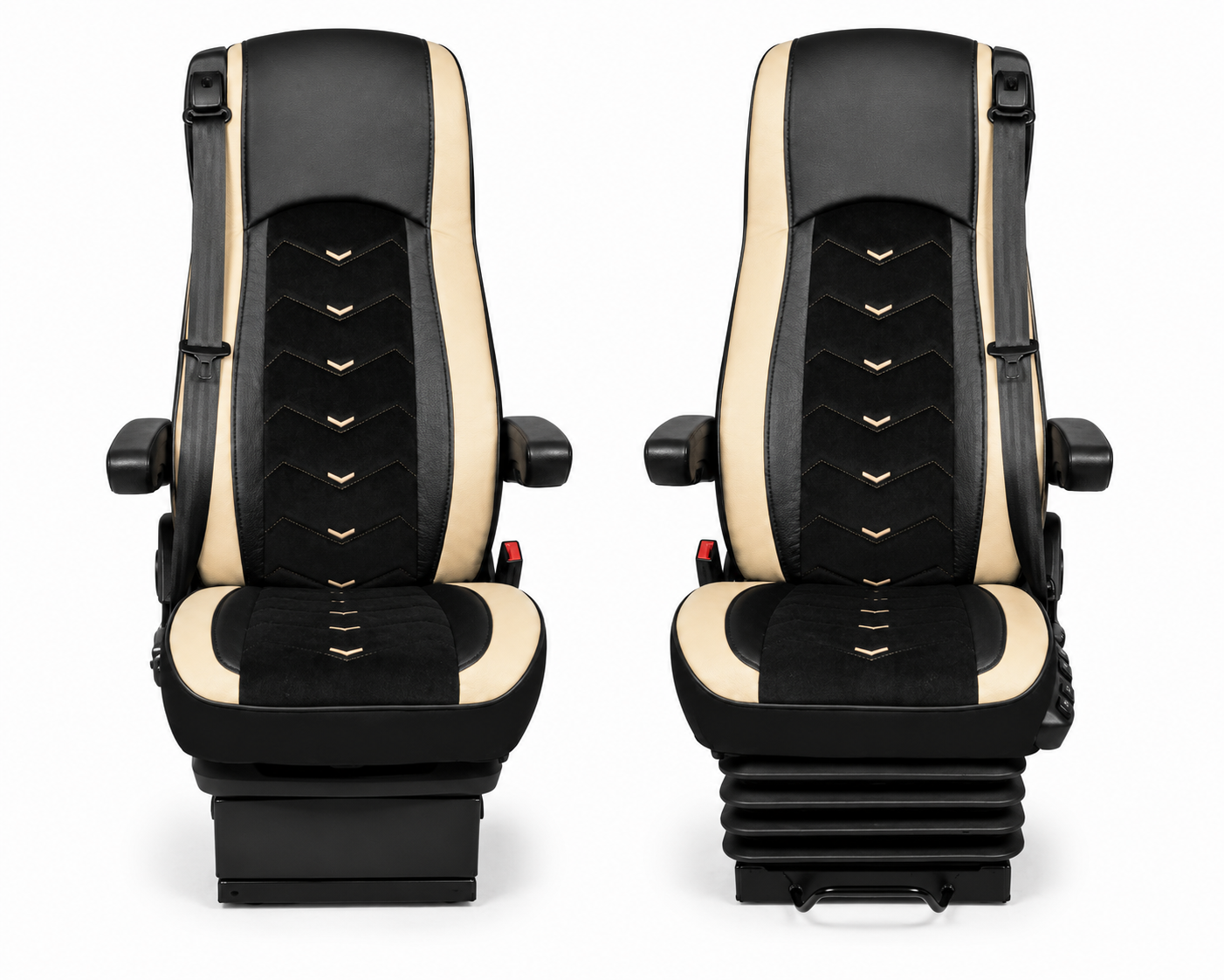 2x Setetrekk til DAF XF 106 2015-2021 Lastebil Svart Beige Lær Alcantara