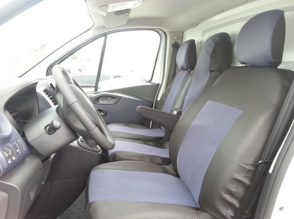 2+1 Bilklädsel för OPEL VIVARO 2014+ Van Svart Mörkgra Textil