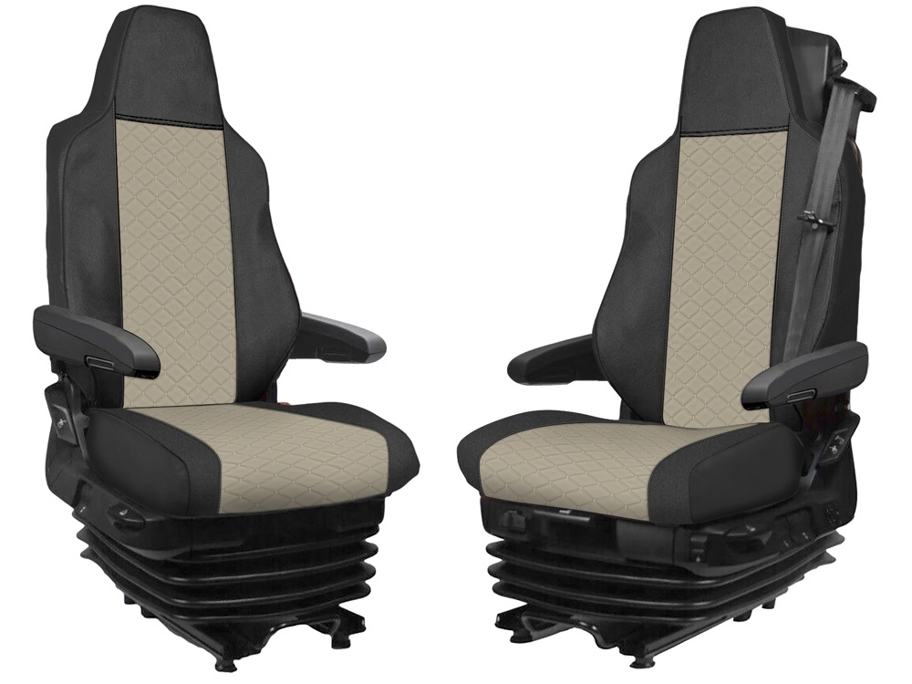 Seat covers for MAN TGX 2021+ Truck Black Beige Leather 