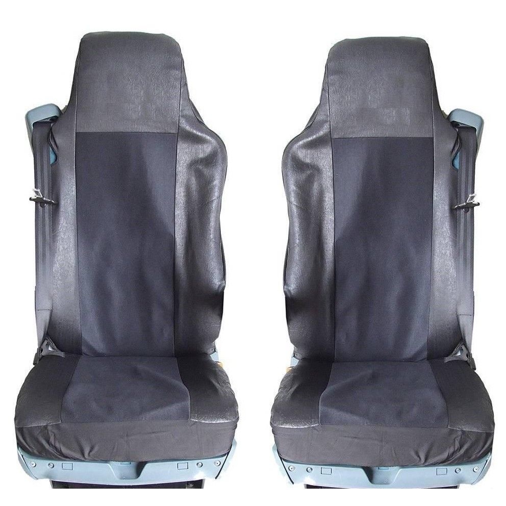 2 x Cubre Asientos para VOLVO FL,FE,FM16,FH16,FH12 Camiones Negro Cuero Textil