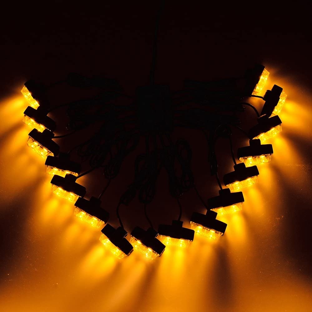 16 x 2 Led Varningsljus,strobe ljus,blinkande bärnsten 12V 