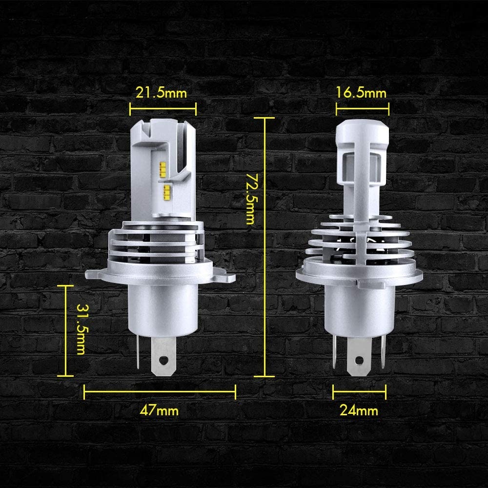 2 x Led H4 Ljus Lampa Bilstrålkastare Lyspærer Strålekaster Lasbil Moto HI/LOW Beam 50W 5000lm 6500K 12V 24V