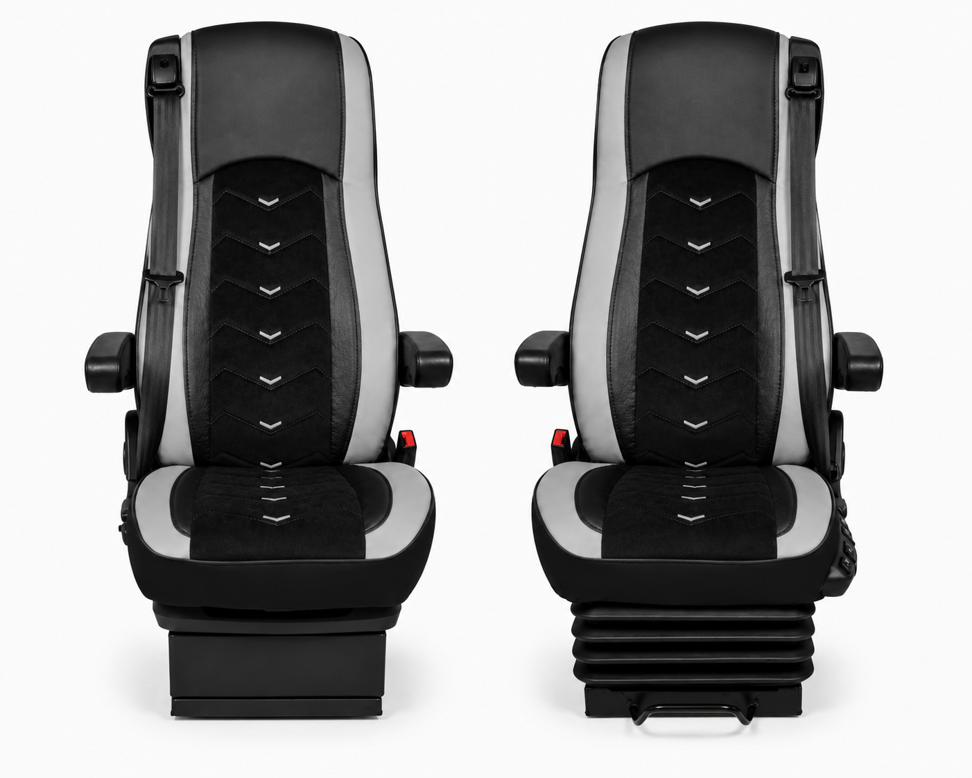 2x Seat covers for DAF XF 106 2015-2021 Truck Black Grey Leather Alcantara