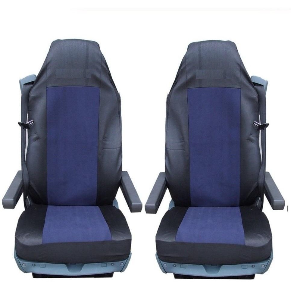 2 x Couvre Housses de Siege pour VOLVO FL,FE,FM16,FH16,FH12 Camions Noir Bleu Textile