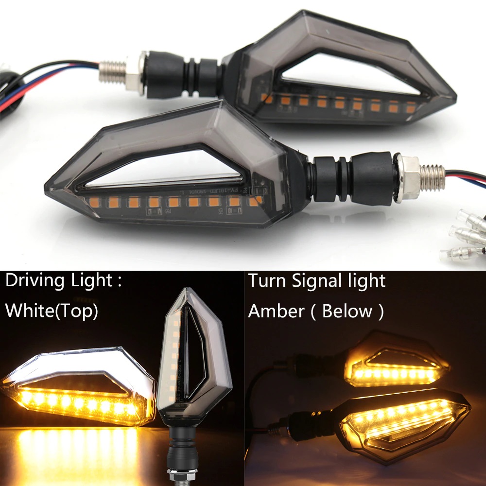 9 LED Motorcykel ATV Blinkers DRL Ljus Orange Vit