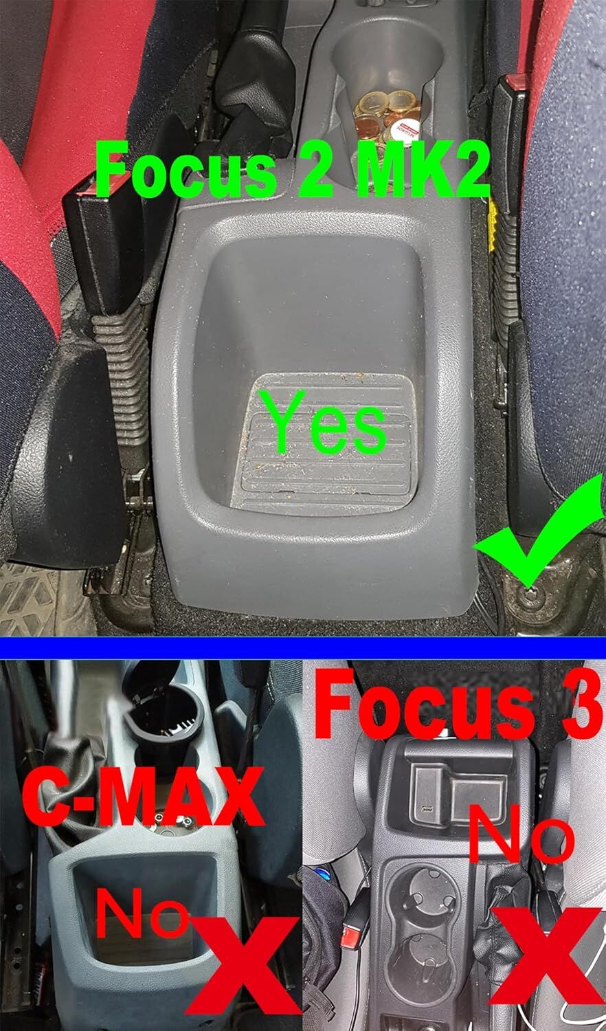 Ford Focus MK2 2005-2011 Car Auto Armrest Centre Console Arm Storage Box Black Leather