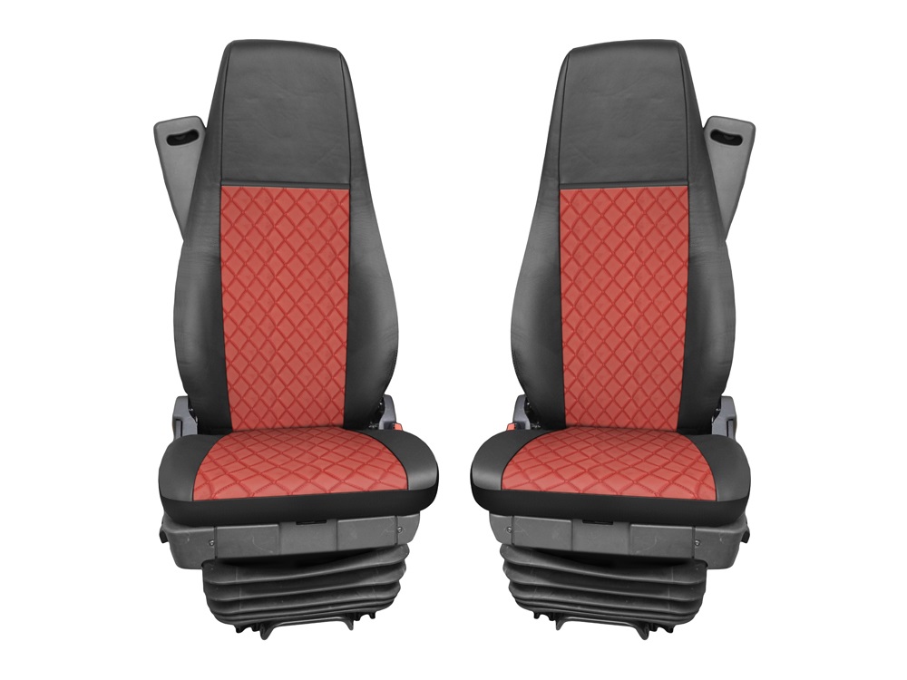 Seat covers for SCANIA R 2006-2020 Truck Black Red Leather 